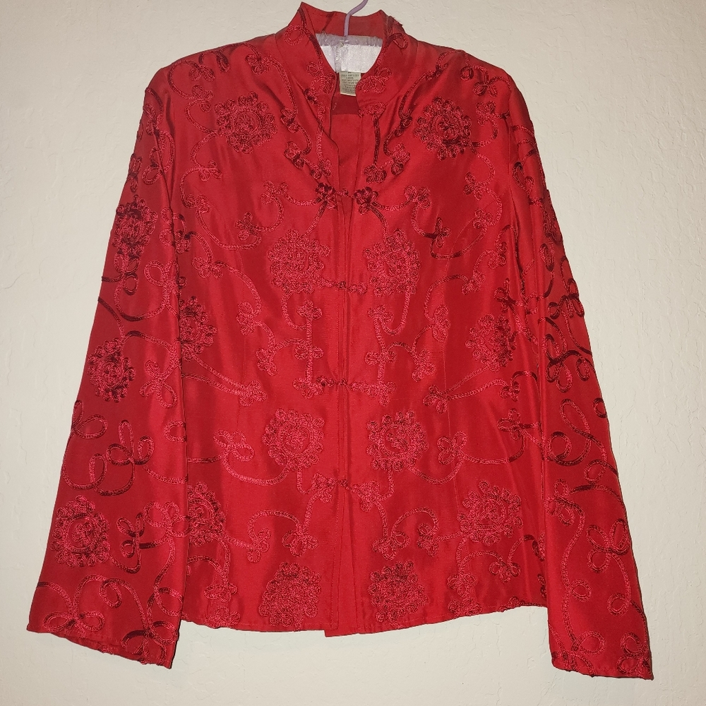 Red Vintage Silk Neiman Marcus Exclusive Kimono Jacket M